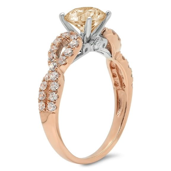 1.42 ct Round Cut Natural Morganite Solitaire with Accents Engagement Ring for Women in 18K Rose/White Gold