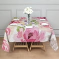 thumbnail image 2 of Floral Square Tablecloth 42x42in(107x107cm) – Waterproof Polyester Printed Table Cover, Wrinkle Resistant & Washable for Kitchen Dining Picnic Party Decor, Thanksgiving,Christmas, Spring,Flower, 2 of 6