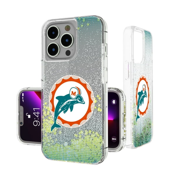 Miami Dolphins Linen Logo iPhone Glitter Case
