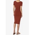thumbnail image 2 of TheMogan Robe Midi Moulante en Jersey de Coton Extensible à Manches Courtes pour Femmes, 2 of 6