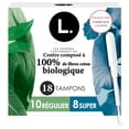 thumbnail image 2 of L. Tampons, Made with Organic Cotton, Regular/Super Absorbency, Multipack, Made Without Synthetic Pesticides, Rayon or Fragrances, 18 CT, 2 of 20