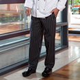 thumbnail image 3 of 4000-4103 Classic Basic Baggy Chef Pant with 3" Elastic Waist in Chalk Stripe - Medium, 3 of 6