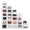 thumbnail image 1 of OLLIE Drop Front Hard Plastic Shoe Storage - Fits Up to Size 11 Mens - Shoe Organizer for Closet, Plastic Drawer Storage, Organization and Storage, Shoe Box, Stackable Storage Bins (Pack Of 24, Clear), 1 of 6