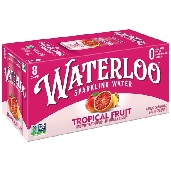 Waterloo Sparkling Water, Tropical Fruit, 12 fl oz, 8 Pack Cans
