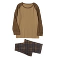 thumbnail image 6 of purcolt Mens Pajamas Set Color Block T-Shirt Comfy Pj Sets Long Sleeve 2-Piece Lounge Set Nightwear Plaid Sleepwear with Pockets, 6 of 7