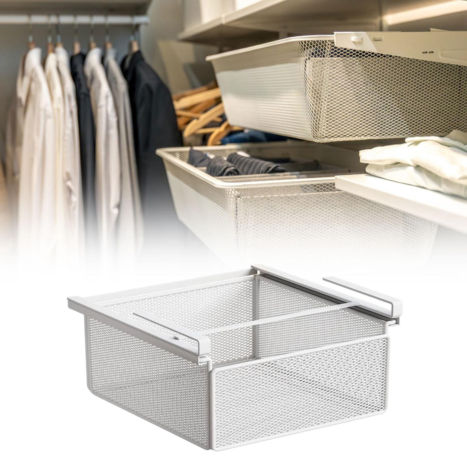Baoblaze Removable Under-Shelf Storage Basket, Hanging Under-Desk Organizer, Drawer Tray, White