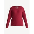 thumbnail image 5 of Time and Tru Women's Ribbed Hacci Knit V Neck Top with Long Sleeves, Sizes XS-XXXL, 5 of 5