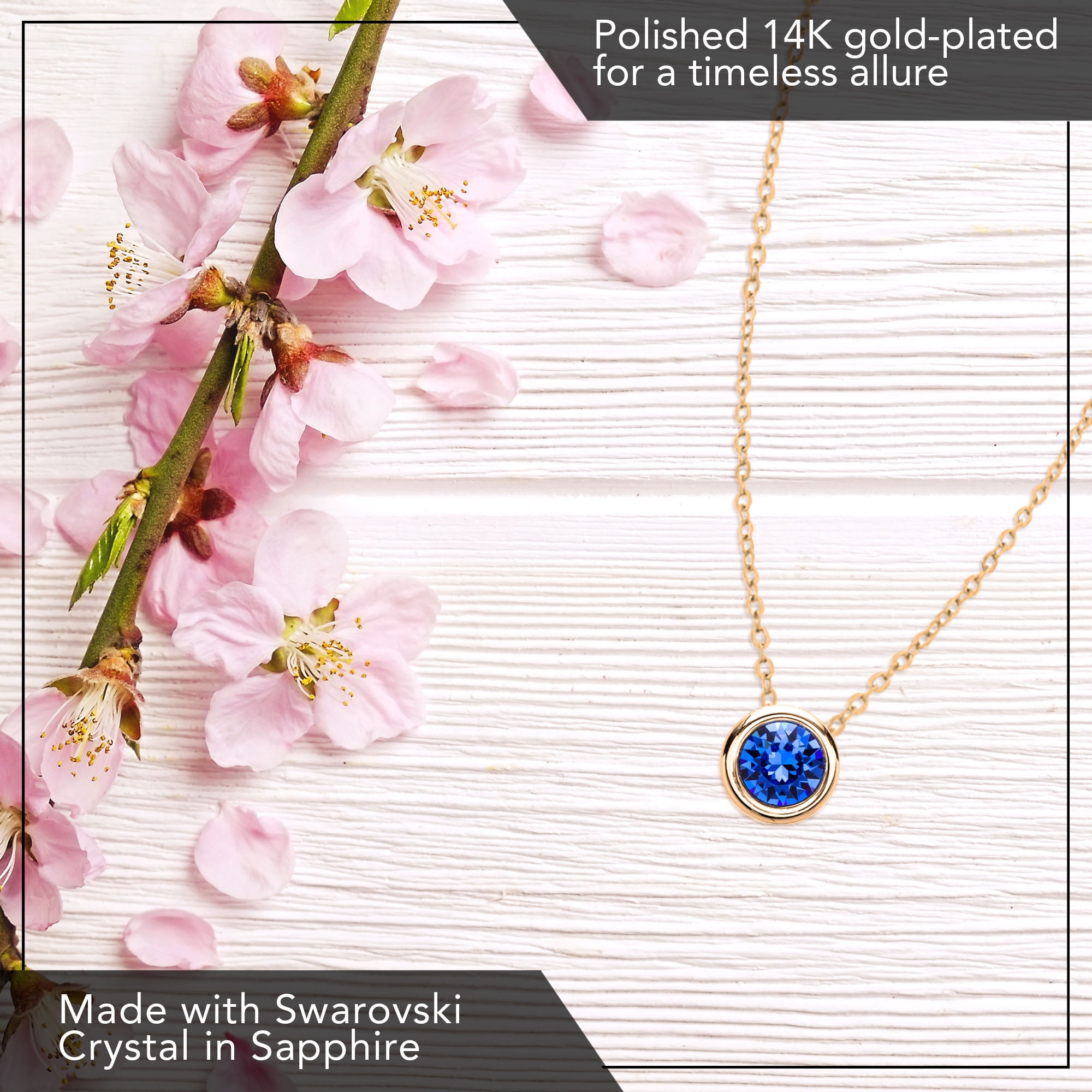X & O Women's 14K Yellow Gold Plated Sapphire Crystal Pendant Necklace