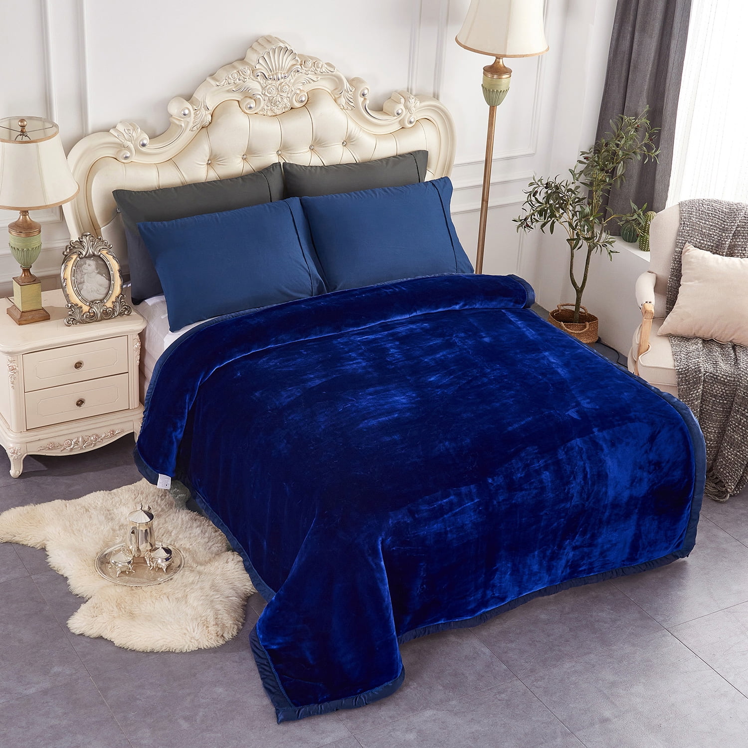 NC King Fleece Bed Blanket, 2 Ply Heavy Thick Mink Blanket for Winter 85"x93",8lbs