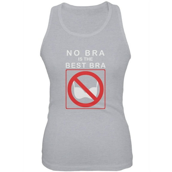 Best No Bra Funny Heather Grey Juniors Soft Tank Top