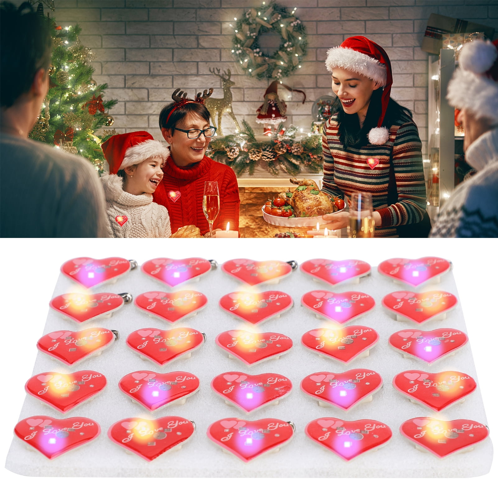 Healeved Lot De 25 Broches De Noël Lumineuses En Forme De