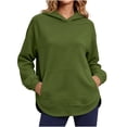 thumbnail image 2 of LNWUY Split Curved Hem Hoodie Pullover Top for Women Loose Fit Long Sleeve Sweatshirt Fall Winter Casual Blouse with Pockets Green XXL, 2 of 6