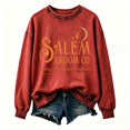 thumbnail image 6 of Crew Neck Sweatshirts Women Vintage Witch Broom Print Long Sleeve Pullover Relaxed Fit Casual Halloween Fall Festival Tops Red XXXL, 6 of 7