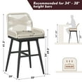 thumbnail image 2 of MEISSALIVVE Set of 4 Rattan Swivel Bar Stools, 26" Counter Height with Woven Rope Back, Cushioned Patio Bar Chairs for Kitchen, Garden, Beige, 2 of 7