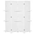 thumbnail image 2 of HOMCOM 4 Panel Wood Privacy Screen Room Divider with 3 Shelves 67" White, 2 of 9