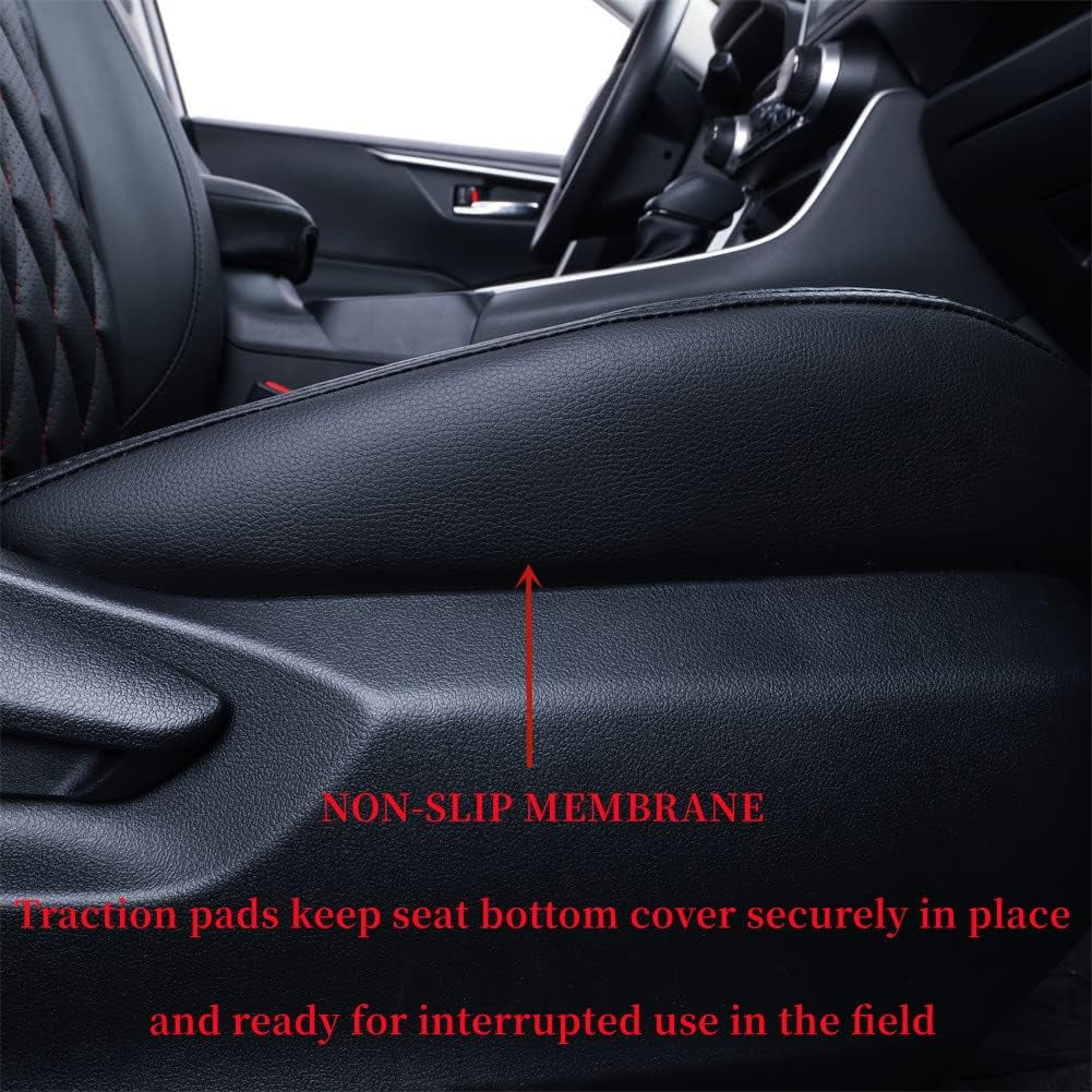 Coverdream Custom Fit Corolla Seat Covers for Toyota L,LE,LE Eco Plus,LE Plus 2014-2019 Breathable Auto Seat Covers(Black with Red Line,Full Set)