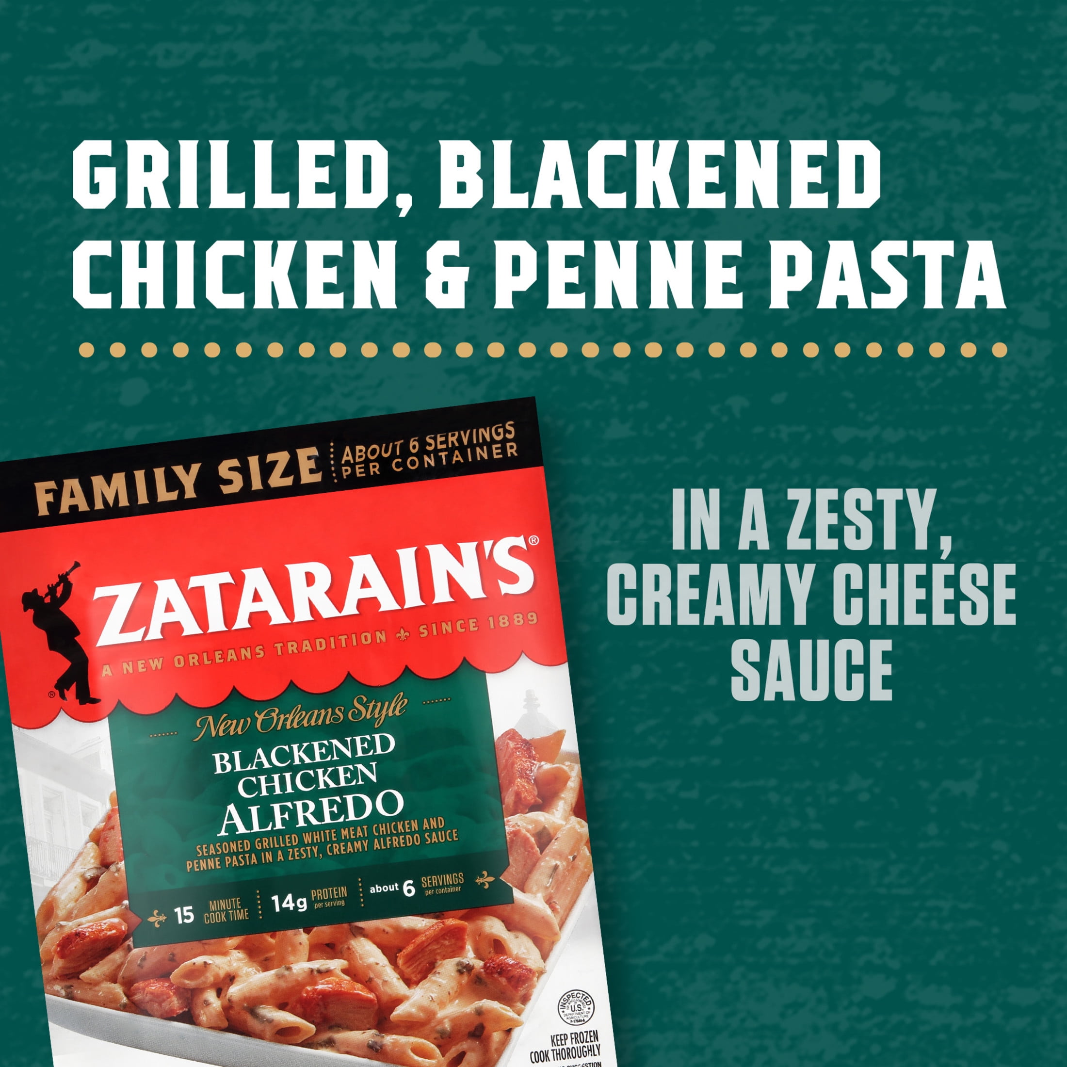 Zatarain's Family Size Frozen Blackened Chicken Alfredo, 40.0 oz Bag