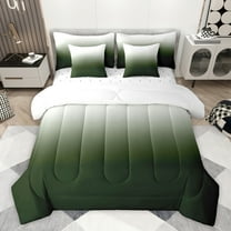 jejeloiu Modern Minimalist Style 7-Piece Twin Bedding Sets,Abstract Geometric Bedding Comforter Set,Gradient Green White Sheet Sets For Men Women,Super Cozy Room Decor Reversible
