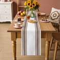 thumbnail image 2 of Brown Striped Cotton Linen Rectangle Table Runners 13"x90", Stripes Farmhouse Modern Coffee Table Runner Dresser Scarves Luxury Table Runners for Wedding Party Banquet Dinner Decor, 2 of 8