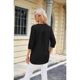 thumbnail image 4 of Besolor 3/4 Sleeve Shirts for Women Tops V Neck T Shirts Oversized Work Blouses Casual Dressy Tunic Tee Tops Black, 4 of 4