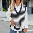 thumbnail image 6 of Goodtrade8 Tunic Womens Sweaters Knitted Sweater Vests Casual Striped V-Neck Sleeveless Sweaters Tops, 6 of 8