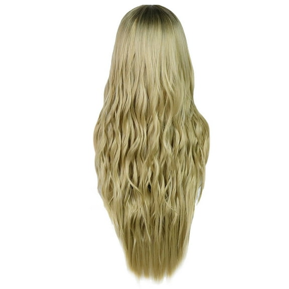 DOPI Color Hair Fashion Female Gradient Wig Mid-Length Hood Long Curly wig Hair Tape Double Sided Hair Extensions