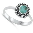 thumbnail image 4 of CHOOSE YOUR COLOR Bali Design Simulated Turquoise Ring .925 Sterling Silver Band Blue CZ Female Size 10, 4 of 4