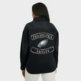 thumbnail image 5 of Women's WEAR by Erin Andrews Black Philadelphia Eagles Washed Oversized Denim Full-Snap Shacket, 5 of 6