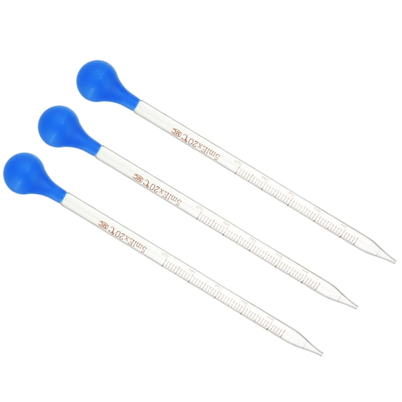 Uxcell Graduated Dropper Pipettes Kit, 3pcs 5ml Borosilicate Glass Pipette with Rubber Cap for Transfer Liquid for Lab, Chemistry, Clear