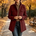 thumbnail image 5 of Mutghys Jacket for Women Button Down Stand Collar Long Sleeve Solid Outerwear with Pockets Home Daily Working Winter Warm Comfy Casual Coat S-3XL, 5 of 9
