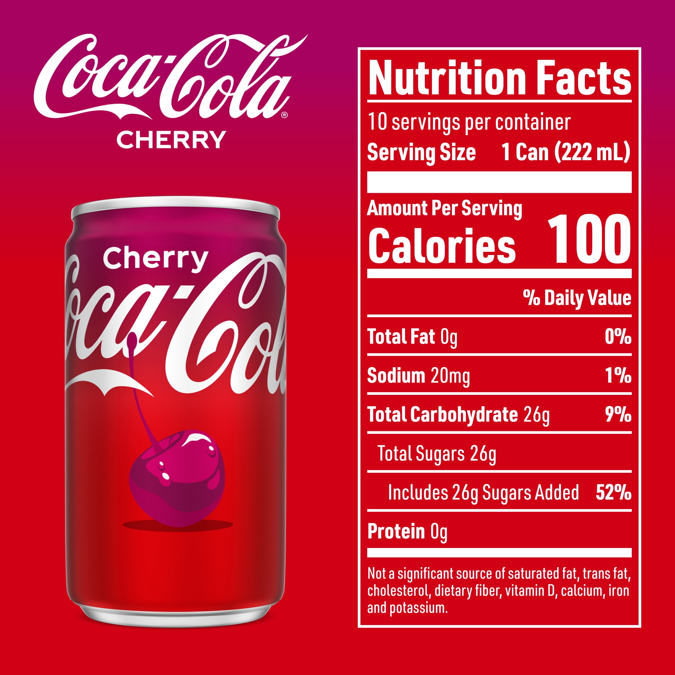 Coca-Cola Cherry Soda Pop Fridge Pack Mini Cans, 7.5 fl oz, 10 Pack