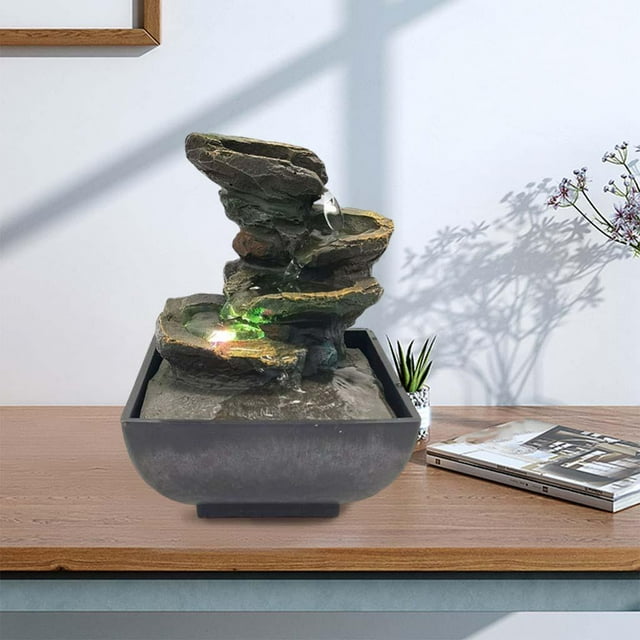 Mini fuente de agua de EE. UU. Incluye bomba sumergible para interiores y exteriores, manualidades de relajación relajantes simples PERO elegante A Colco Fuente de mesa