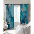 thumbnail image 3 of Modern Turquoise Blackout Curtains 84 Inches Long, Abstract Teal Gold Marble Textured Thermal Insulated Black Out Curtains, Darkening Window Curtain Drapes for Bedroom Living Room 52"x84" 2 Panels, 3 of 8