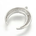 thumbnail image 2 of 10pcs Brass Micro Pave Cubic Zirconia Pendants Crescent Moon/Double Horn Real Platinum Plated 18x17x3mm Hole: 1mm, 2 of 2
