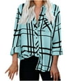 thumbnail image 1 of IROINID Reduced Womens Plus Size Tops Lounge Lapel Top Loose Buttoned Long Sleeve Plaid Print Blouse,Blue, 1 of 8