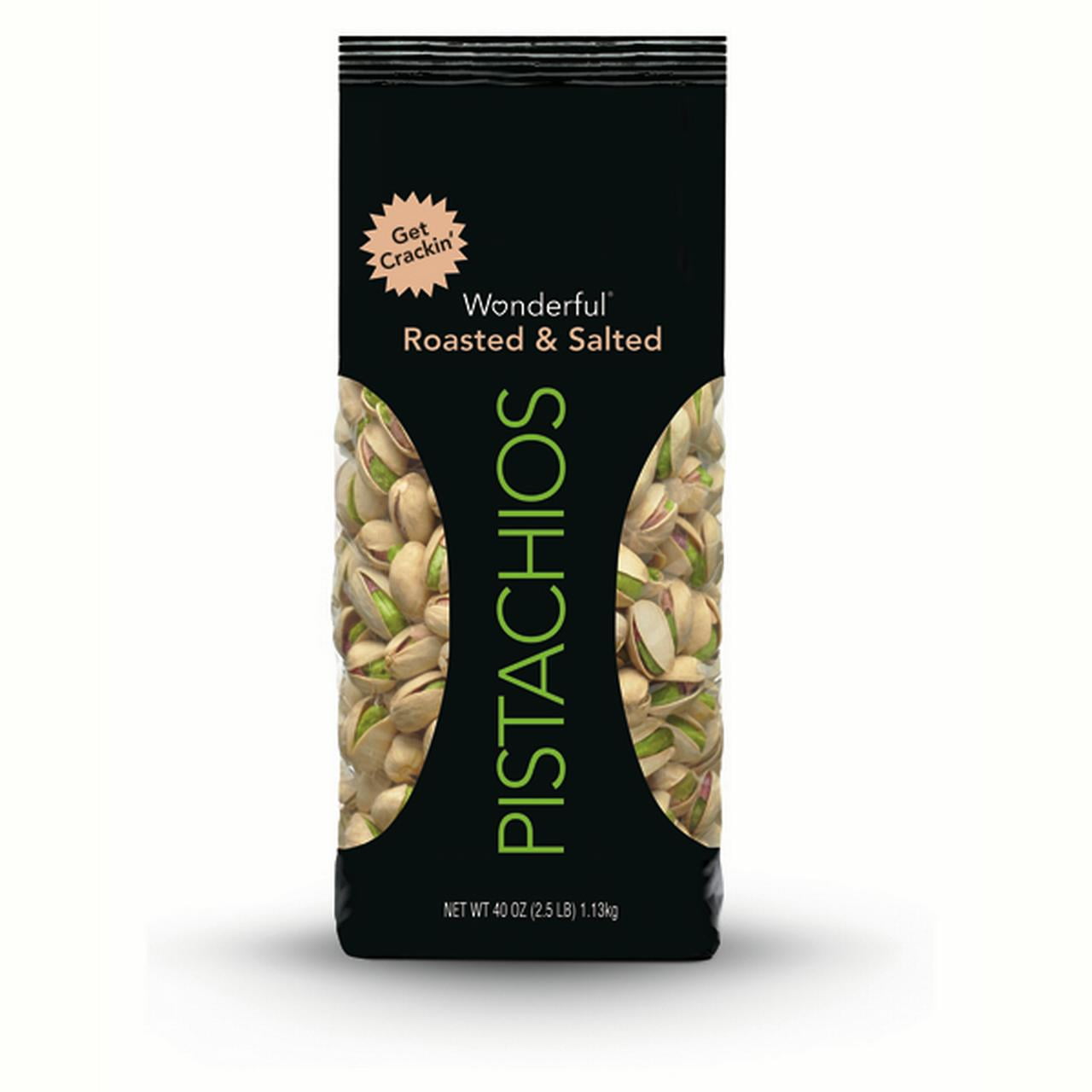 Wonderful Roasted & Salted Pistachios 40 oz Bags Single Pack
