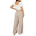 thumbnail image 3 of Women's Boho Plain Wide Leg Apricot Pants Petite M (6), 3 of 5