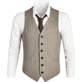 thumbnail image 2 of GFDYREE Men's Slim Fit Herringbone Tweed Suits Vest Premium Wool Blend Waistcoat, 2 of 7