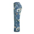 thumbnail image 4 of Women's High Waist Floral Print Jeans, Loose Fit Straight Leg Denim Pants, Stretchy Summer Casual Jeans for Daily Wear, Vacation, Music Festival and Boho Outfits-Light Blue, 4 of 8