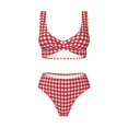 thumbnail image 4 of Rocae Red Checkboard for Bikini Set for Women Two Piece Sexy High Swimsuits Split Crossover Bikini Large, 4 of 9