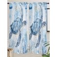 thumbnail image 2 of Living Room Curtains 72 Inches length, Blue Turtle Coastal Window Treatment Curtain Drapes, Coral Beach Nautical Ocean Light Filtering Drapes for Bedroom Laundry Room, 52"x72", 2 Panels, 2 of 7