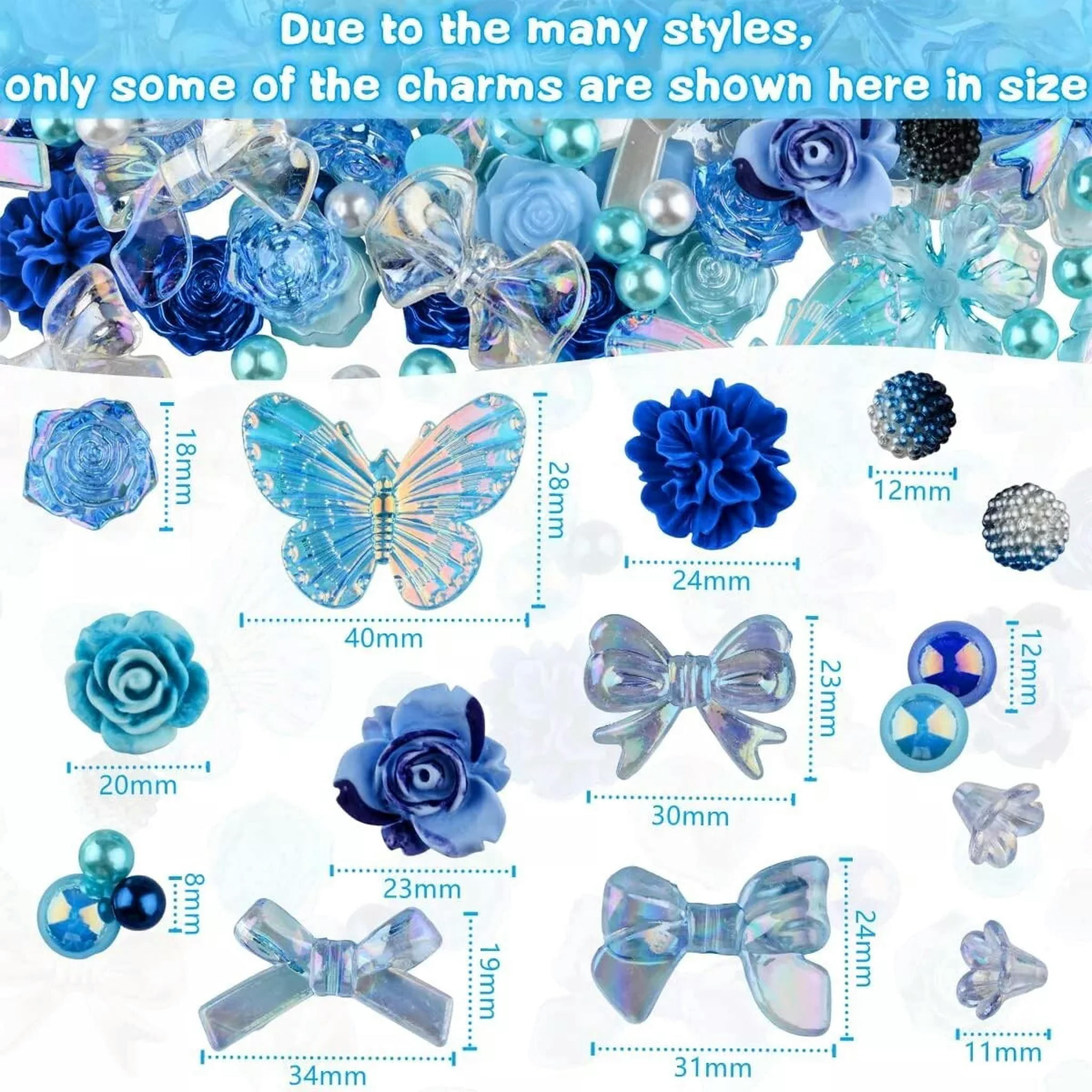 U8MO Resin Cabochons Butterfly Slime Charms Blue White Bulk Assorted Lot 350pcs