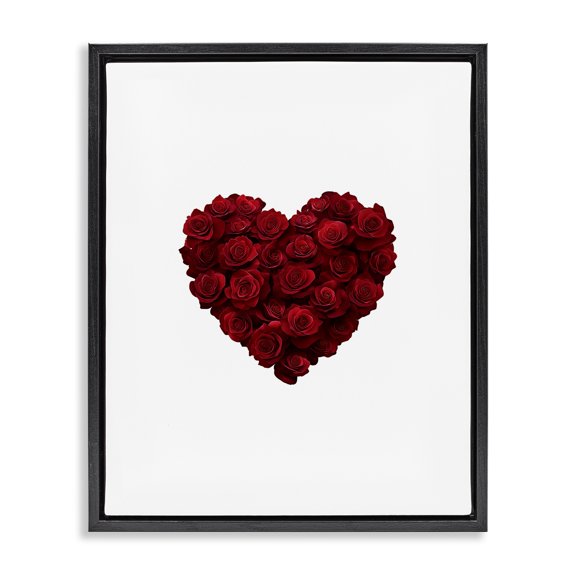 Stupell Industries Contemporary Heart of Roses Bouquet Black Floating Frame Canvas Art, 17 x 21, by Christine Simpson Art