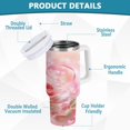thumbnail image 4 of 30 oz Tumbler With Handle Stainless Steel Insulated Tumbler With Lid for Car Cup Holder Pink Roses and Ribbons, 4 of 9