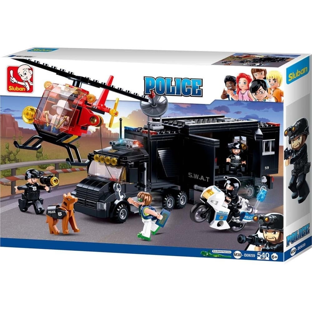 Sluban Kids Police Mobile Command Center, Helicopter, K9 Dog, Building Blocks 540 Pcs set Building Toy - Walmart.com
