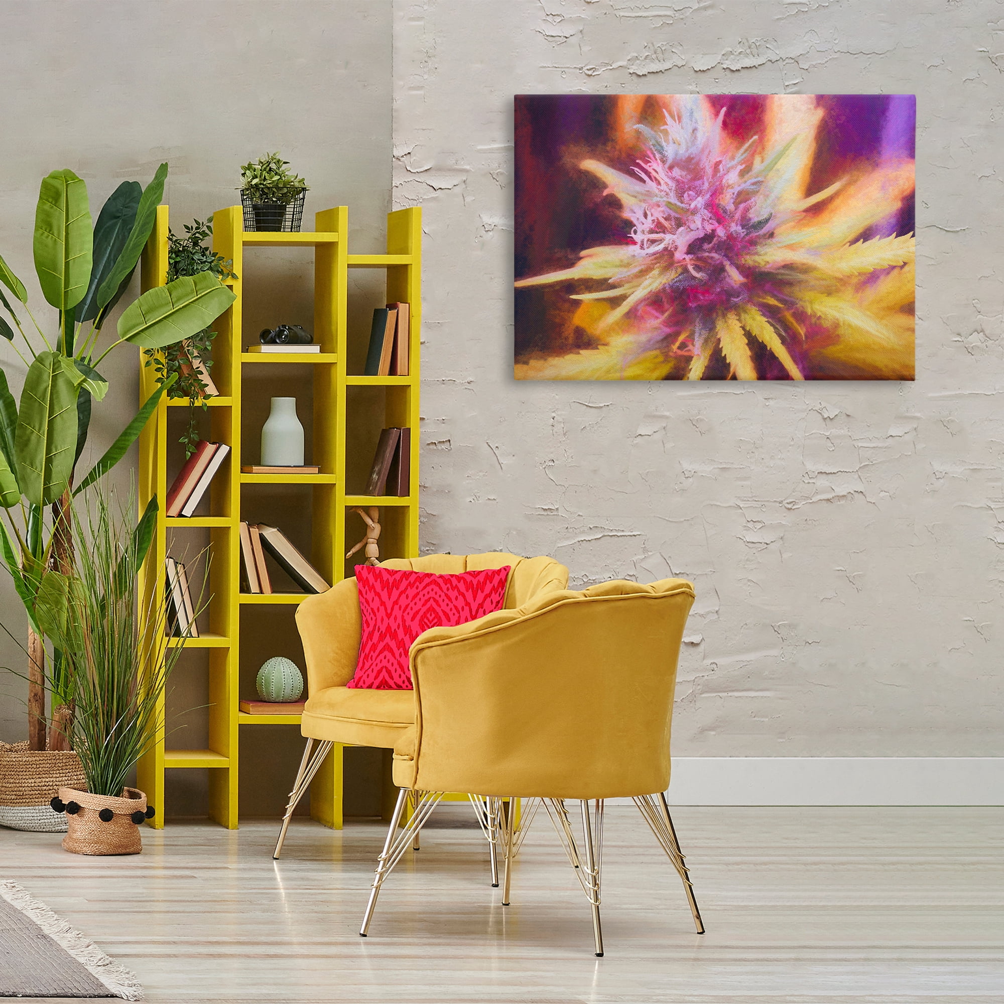 Stupell Industries Chalk Cannabis Flower Plants & Flowers Painting Wrapped Canvas Art Print Wall Art, 36 x 24