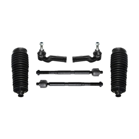 PartsW - 6 Pc Front Outer & Inner Tie Rod Ends Rack & Pinion Bellow Boots, Steering Kit