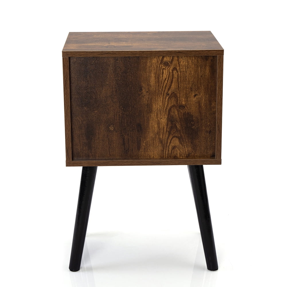 Kadyn Set of 2 Mid Century Nightstand for Sofa Couch, Side Table with Drawer and Shelf for College Dorm, End Table for Living Room, Rustic Brown Kadyn Set of 2 Mid Century Nightstand for Sofa Couch, Side Table with Drawer and Shelf for College Dorm, End Table for Living Room, Rustic Brown