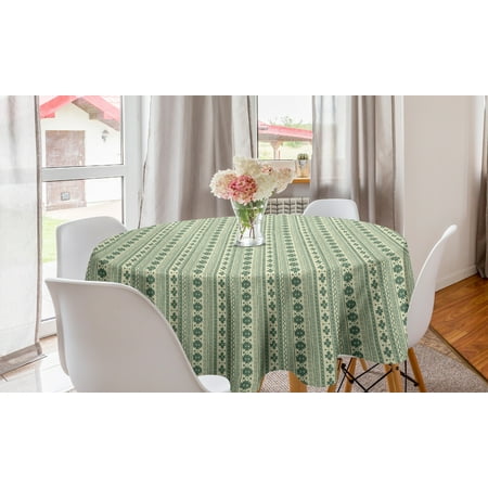 

Aztec Round Tablecloth Vertical Borders with National Motifs Tribal Culture Circle Table Cloth Cover for Dining Room Kitchen Decor 60 Reseda Green and Beige by Ambesonne