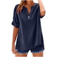 thumbnail image 2 of Zysthvn Tunic Womens Tops Summer Casual Plus Size 3/4 Sleeve Women Tshirt Loose Fit V-Neck Solid Lightweight, 2 of 7